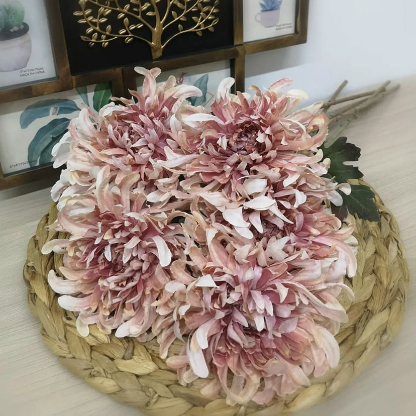 Искусственные цветы в Севастополе | Цветок искусственный «Хризантема», персиково-розовая, одиночный