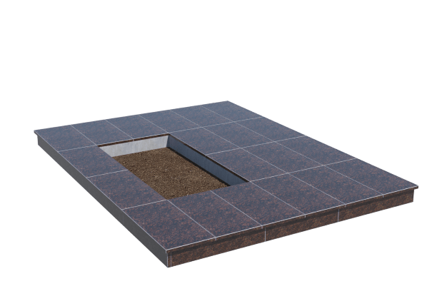 Площадки на могилу в Севастополе | Площадка с вертикальной (10 см) облицовкой Дымовским гранитом (под цветник)