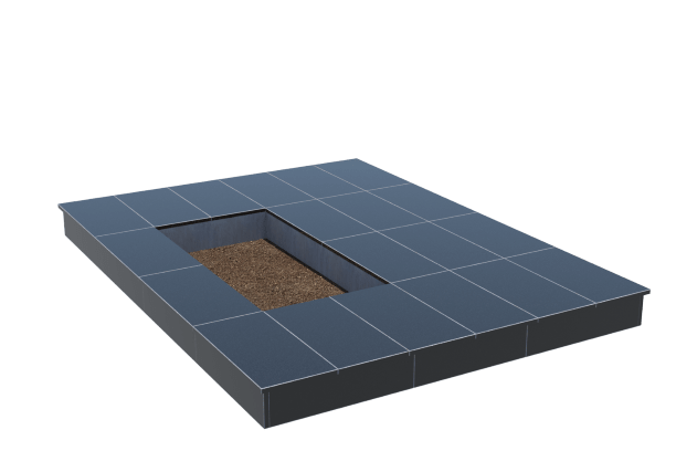Площадки на могилу в Севастополе | Площадка с вертикальной (15 см) облицовкой гранитом Габбро (под цветник)