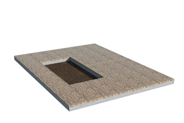 Площадки на могилу в Севастополе | Площадка с облицовкой Южно-Султаевским гранитом (под цветник)