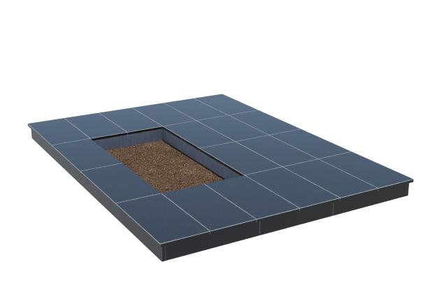 Площадки на могилу в Севастополе | Площадка с вертикальной (10 см) облицовкой гранитом Габбро (под цветник)